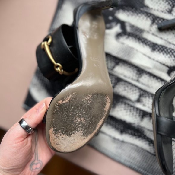 Gucci Ursula Leather Horse Bit Ankle Strap Heels - Picture 7 of 13